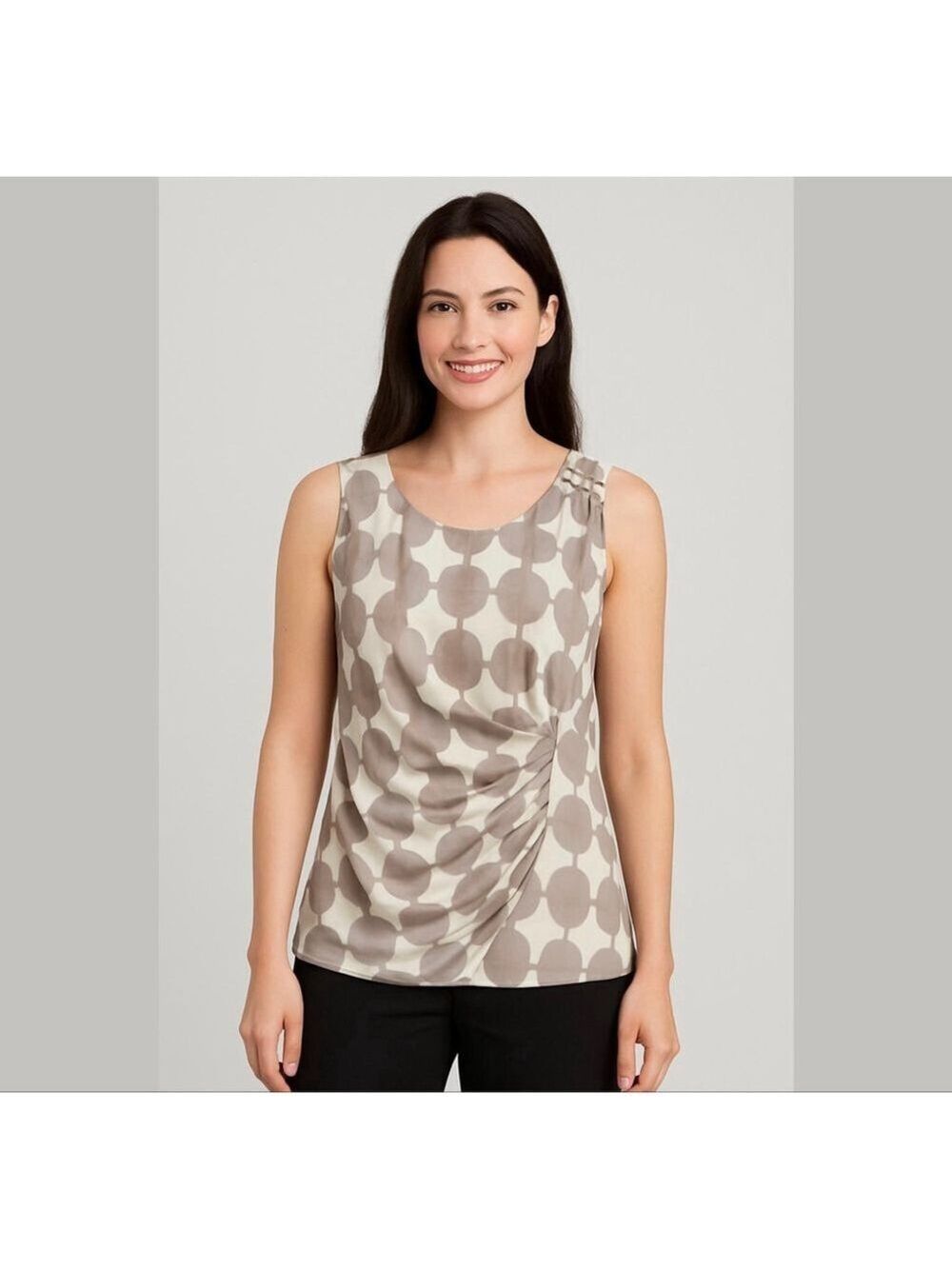 Anthropologie Maeve Womens 100% Silk Blouse Sleeveless Geometric Pattern